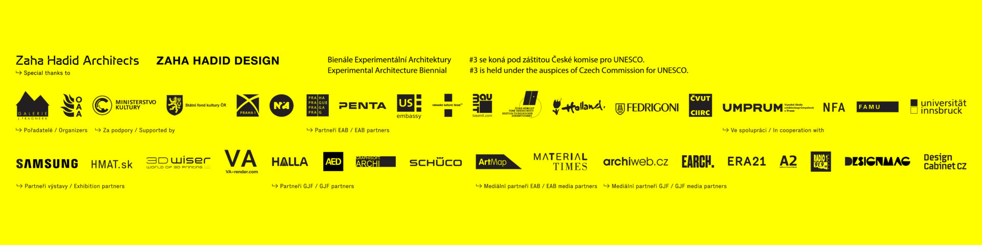 Sponsors and partners of the Experimental Architecture Biennial
